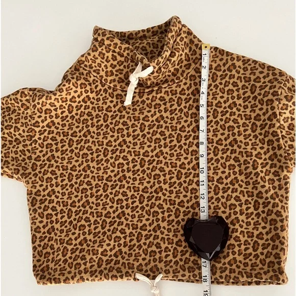 ALTERNATIVE APPAREL MINI LEOPARD ECO FLEECE FUNNEL NECK DRAWSTRING SWEATSHIRT S - Picture 6 of 10